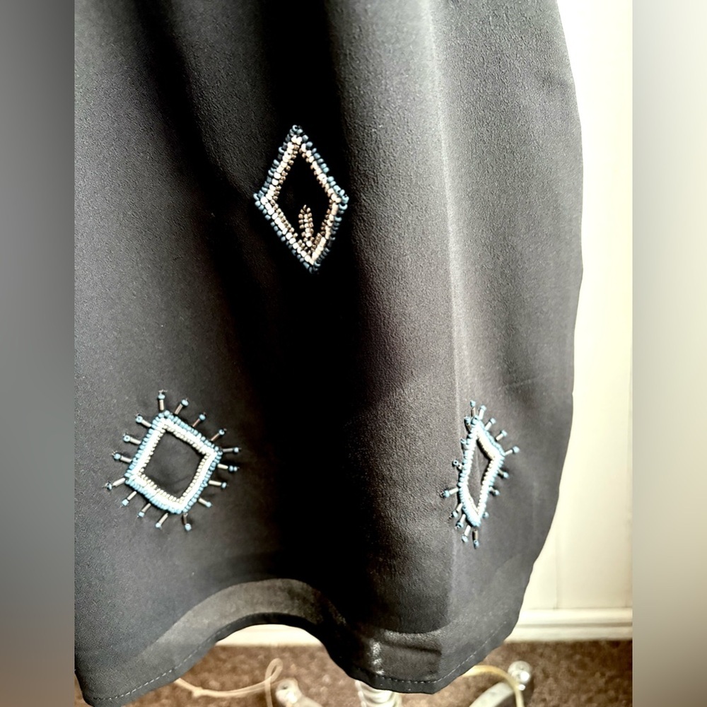 Beaded Boho Little black Spaghetti sleeve dress Old Navy Size Medium Med M - Picture 3 of 5